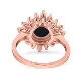 Art Deco Round Natural Stone Floral Ring
