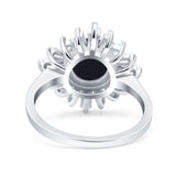 Art Deco Round Natural Stone Floral Ring