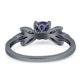 Art Deco Round Natural Stone Floral Ring