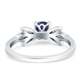 Art Deco Round Natural Stone Floral Ring