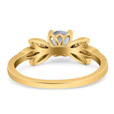 Art Deco Round Natural Stone Floral Ring