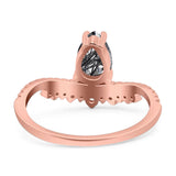 Pear Teardrop Natural Stone Wedding Ring