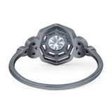 Art Deco Round Natural Stone Beaded Ring