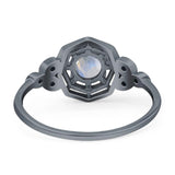 Art Deco Round Natural Stone Beaded Ring