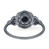 Art Deco Round Natural Stone Beaded Ring