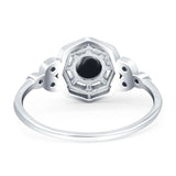 Art Deco Round Natural Stone Beaded Ring