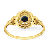 Art Deco Round Natural Stone Beaded Ring
