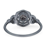Art Deco Round Natural Stone Beaded Ring