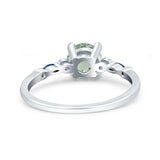 Minimalist Round Natural Stone Art Deco Ring