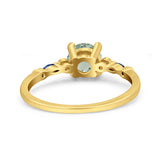 Minimalist Round Natural Stone Art Deco Ring