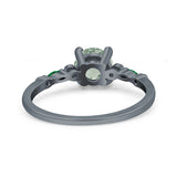 Minimalist Round Natural Stone Art Deco Ring