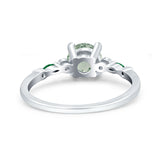 Minimalist Round Natural Stone Art Deco Ring