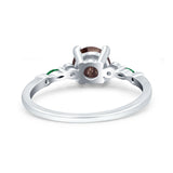 Minimalist Round Natural Stone Art Deco Ring