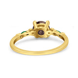 Minimalist Round Natural Stone Art Deco Ring