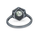 Vintage Style Round Natural Stone Hexagonal Ring