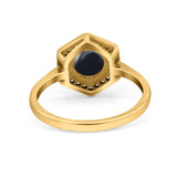 Vintage Style Round Natural Stone Hexagonal Ring