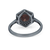 Vintage Style Round Natural Stone Hexagonal Ring