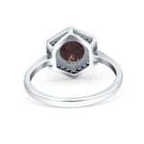 Vintage Style Round Natural Stone Hexagonal Ring