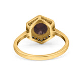 Vintage Style Round Natural Stone Hexagonal Ring
