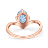 Oval Natural Stone V Midi Band Solitaire Ring