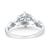 Round Natural Stone Leaf Vintage Style Ring