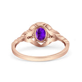 Floral Oval Natural Stone Wedding Ring