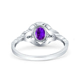 Floral Oval Natural Stone Wedding Ring