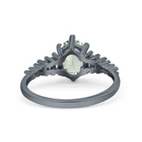 Oval Natural Stone Tapered Baguette Ring