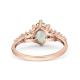 Oval Natural Stone Tapered Baguette Ring