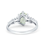 Oval Natural Stone Tapered Baguette Ring
