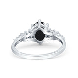 Oval Natural Stone Tapered Baguette Ring