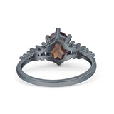 Oval Natural Stone Tapered Baguette Ring
