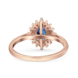 Art Deco Oval Halo Floral Ring
