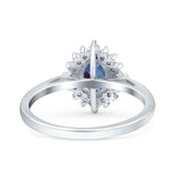Art Deco Oval Halo Floral Ring