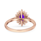 Art Deco Oval Halo Floral Ring