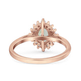 Art Deco Oval Halo Floral Ring