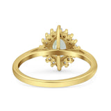 Art Deco Oval Halo Floral Ring