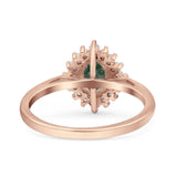 Art Deco Oval Halo Floral Ring