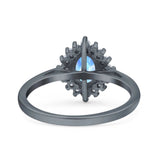 Art Deco Oval Halo Floral Ring
