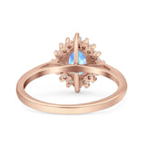 Art Deco Oval Halo Floral Ring