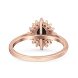Art Deco Oval Halo Floral Ring