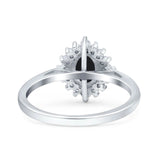 Art Deco Oval Halo Floral Ring