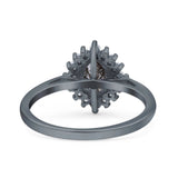 Art Deco Oval Halo Floral Ring