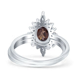 Two Piece Oval Curved Contour Silver Ring