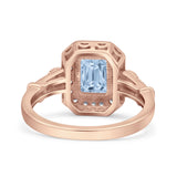 Art Deco Emerald Cut Halo Bridal Ring