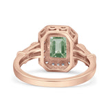 Art Deco Emerald Cut Halo Bridal Ring