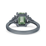 Three Stone Emerald Cut Trellis Ring