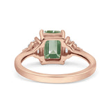 Three Stone Emerald Cut Trellis Ring