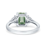 Three Stone Emerald Cut Trellis Ring