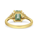 Three Stone Emerald Cut Trellis Ring